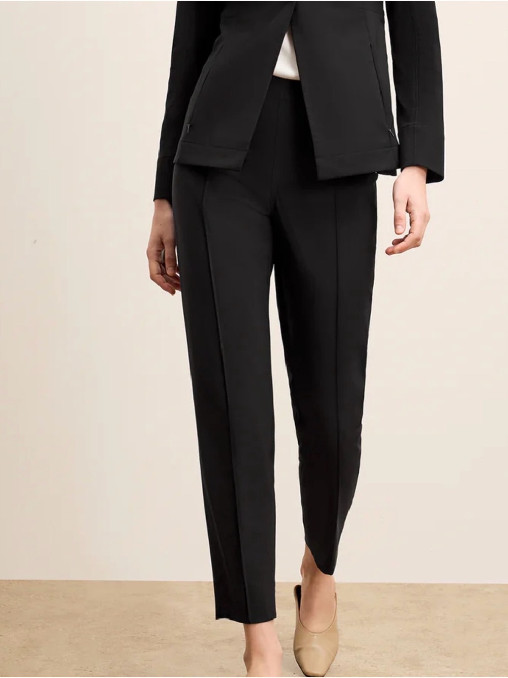 M.M.LaFleur Colby Pant Black Origami Tech Pull-On Pintuck Pants Size 8 NWT